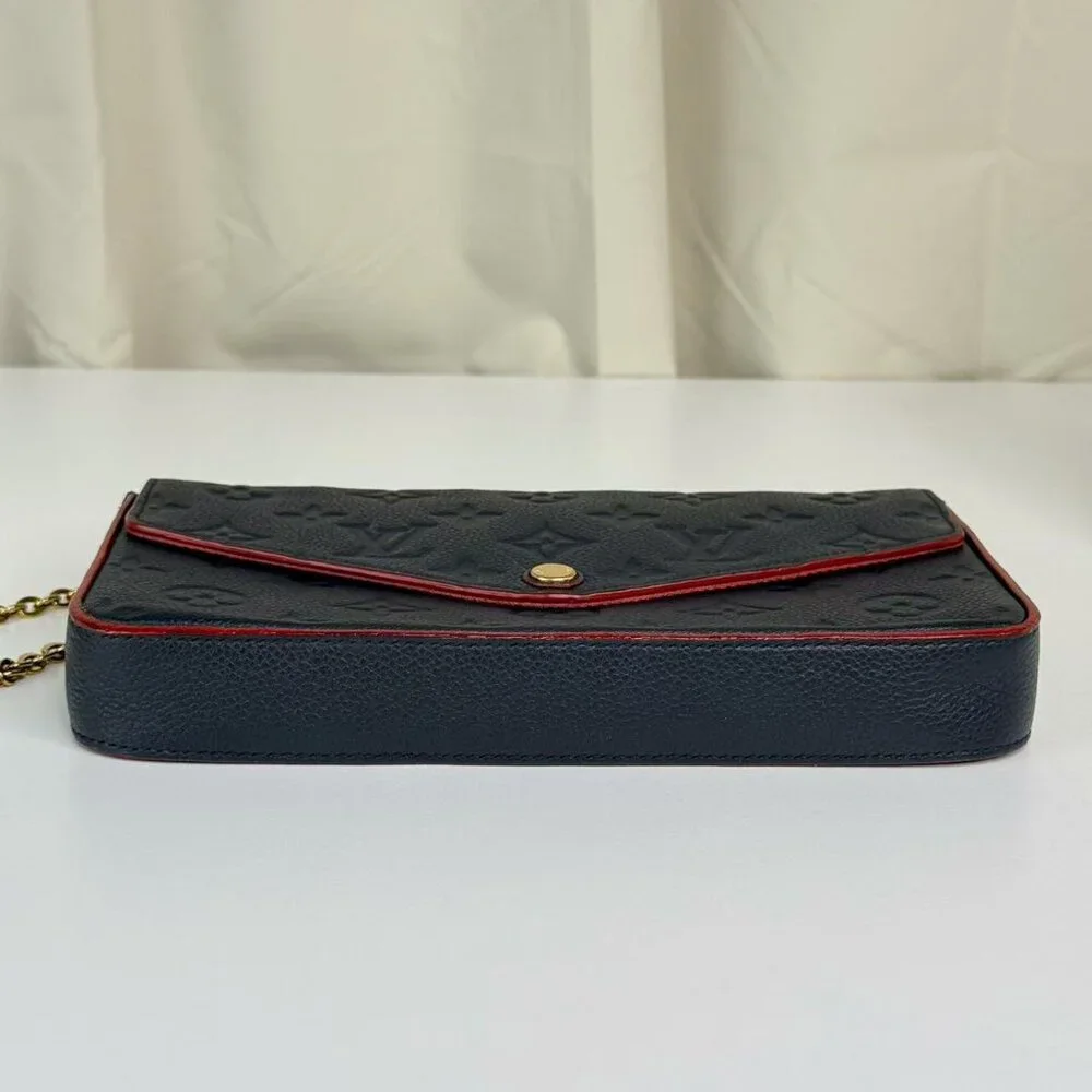 Louis Vuitton Blue Empreinte Felicie Shoulder Bag Crossbody with Gold Chain - Picture 6 of 10